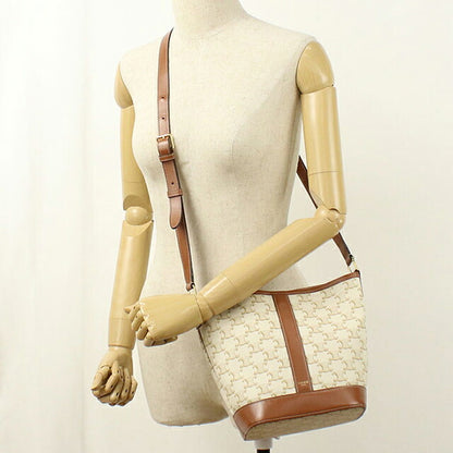 中古 セリーヌ ショルダーバッグ レディース ブランド CELINE トリオンフキャンバス スモール バケット 191442CAS ホワイト USDCE117773011