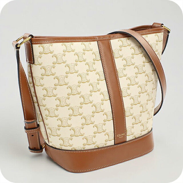 中古 セリーヌ ショルダーバッグ レディース ブランド CELINE トリオンフキャンバス スモール バケット 191442CAS ホワイト USDCE117773011