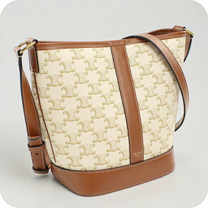 中古 セリーヌ ショルダーバッグ レディース ブランド CELINE トリオンフキャンバス スモール バケット 191442CAS ホワイト USDCE117773011