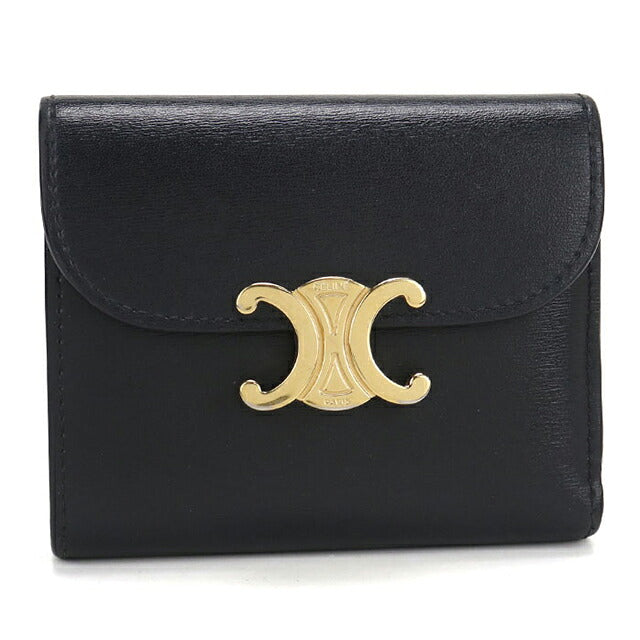 中古 セリーヌ 三つ折り財布 三折財布 コンパクト レディース ブランド CELINE トリオンフ スモールフラップウォレット 10D783DPV.38NO USDCE118232011