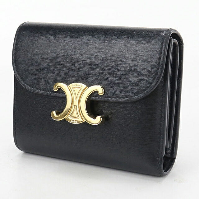 中古 セリーヌ 三つ折り財布 三折財布 コンパクト レディース ブランド CELINE トリオンフ スモールフラップウォレット 10D783DPV.38NO USDCE118232011