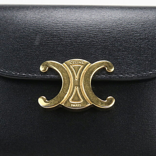 中古 セリーヌ 三つ折り財布 三折財布 コンパクト レディース ブランド CELINE トリオンフ スモールフラップウォレット 10D783DPV.38NO USDCE118232011