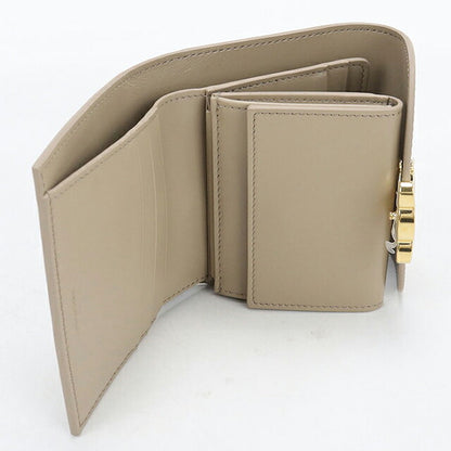 中古 セリーヌ 三つ折り財布 三折財布 コンパクト レディース ブランド CELINE トリオンフ スモールフラップウォレット 10D783DPV ベージュ USDCE118418011