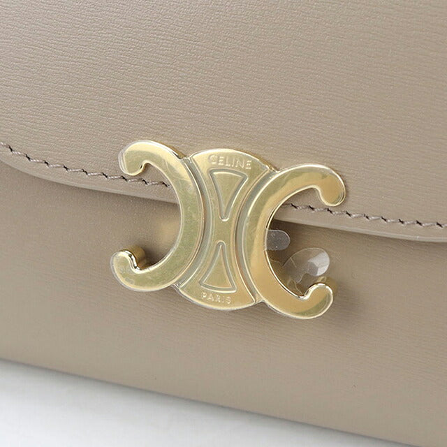 中古 セリーヌ 三つ折り財布 三折財布 コンパクト レディース ブランド CELINE トリオンフ スモールフラップウォレット 10D783DPV ベージュ USDCE118418011