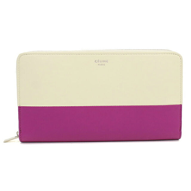 中古 セリーヌ 長財布ラウンドファスナー レディース ブランド CELINE バイカラー ラージジップドマルチファンクショ 105013AFF ホワイト USDCE118498011