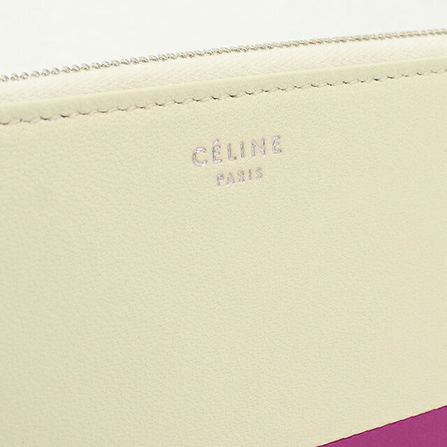 中古 セリーヌ 長財布ラウンドファスナー レディース ブランド CELINE バイカラー ラージジップドマルチファンクショ 105013AFF ホワイト USDCE118498011