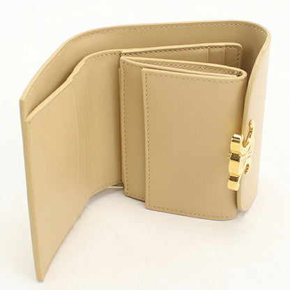 中古 セリーヌ 三つ折り財布 三折財布 コンパクト レディース ブランド CELINE トリオンフ スモール フラップ 10D783DPV ベージュ USDCE118570011