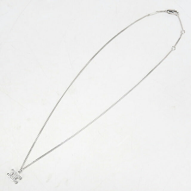 中古 セリーヌ ネックレス レディース ブランド CELINE トリオンフ ラインストーン 460GB6BZI.36SI シルバー アクセサリー USDCE119567011