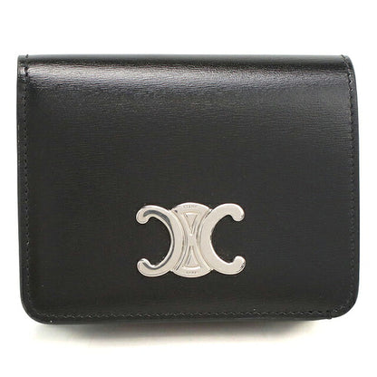 中古 セリーヌ 二つ折り財布 二折財布 コンパクト レディース ブランド CELINE トリオンフ  ブラック USDCE119589011