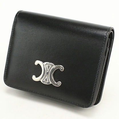 中古 セリーヌ 二つ折り財布 二折財布 コンパクト レディース ブランド CELINE トリオンフ  ブラック USDCE119589011