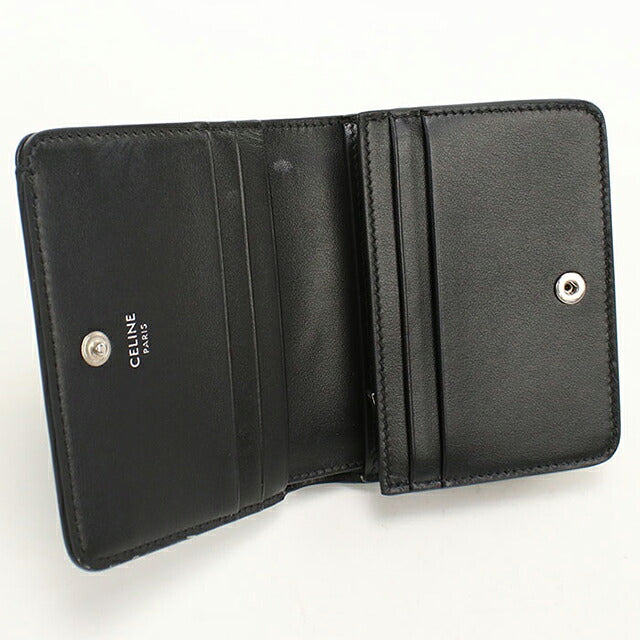中古 セリーヌ 二つ折り財布 二折財布 コンパクト レディース ブランド CELINE トリオンフ  ブラック USDCE119589011