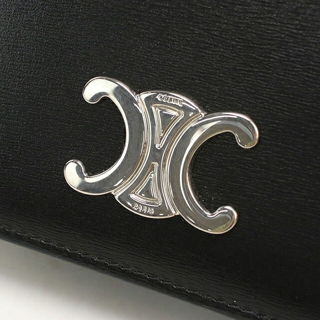 中古 セリーヌ 二つ折り財布 二折財布 コンパクト レディース ブランド CELINE トリオンフ  ブラック USDCE119589011
