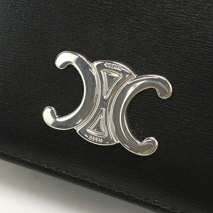 中古 セリーヌ 二つ折り財布 二折財布 コンパクト レディース ブランド CELINE トリオンフ  ブラック USDCE119589011
