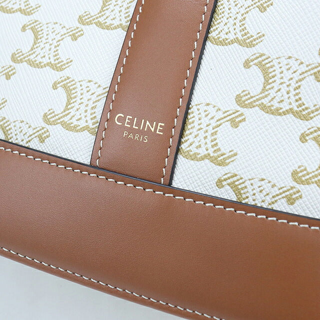中古 セリーヌ ショルダーバッグ レディース ブランド CELINE トリオンフキャンバス スモール バケット レザー 191442FLC ホワイト USDCE119595011