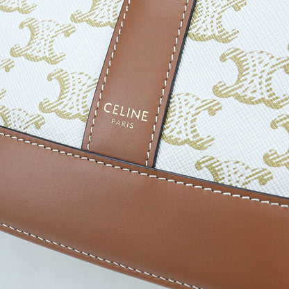 中古 セリーヌ ショルダーバッグ レディース ブランド CELINE トリオンフキャンバス スモール バケット レザー 191442FLC ホワイト USDCE119595011