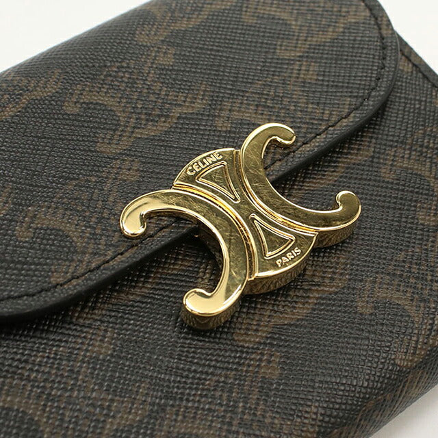 中古 セリーヌ 三つ折り財布 三折財布 コンパクト レディース ブランド CELINE トリオンフキャンバス スモール フラップウォレット 10D782CQH.04LU USDCE119596011