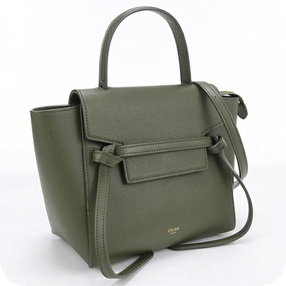 中古 セリーヌ ハンドバッグ レディース ブランド CELINE ベルトバッグ  ナノ 2WAY 18900 グリーン USDCE120066011