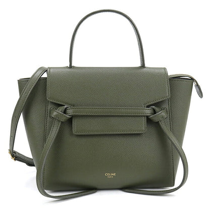 中古 セリーヌ ハンドバッグ レディース ブランド CELINE ベルトバッグ  ナノ 2WAY 18900 グリーン USDCE120066011
