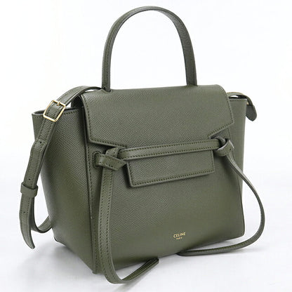中古 セリーヌ ハンドバッグ レディース ブランド CELINE ベルトバッグ  ナノ 2WAY 18900 グリーン USDCE120066011