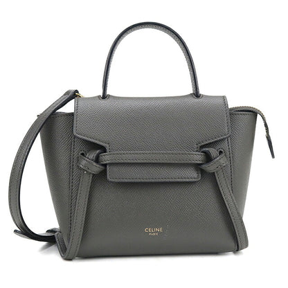 中古 セリーヌ ハンドバッグ レディース ブランド CELINE ベルトバッグ  ピコ 2WAY 19426 グレー USDCE120123011