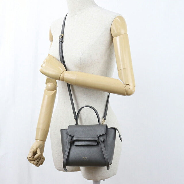 中古 セリーヌ ハンドバッグ レディース ブランド CELINE ベルトバッグ  ピコ 2WAY 19426 グレー USDCE120123011