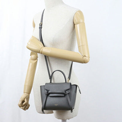 中古 セリーヌ ハンドバッグ レディース ブランド CELINE ベルトバッグ  ピコ 2WAY 19426 グレー USDCE120123011