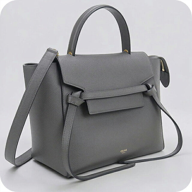 中古 セリーヌ ハンドバッグ レディース ブランド CELINE  ベルトバッグ マイクロ 18196 グレー USDCE120144011