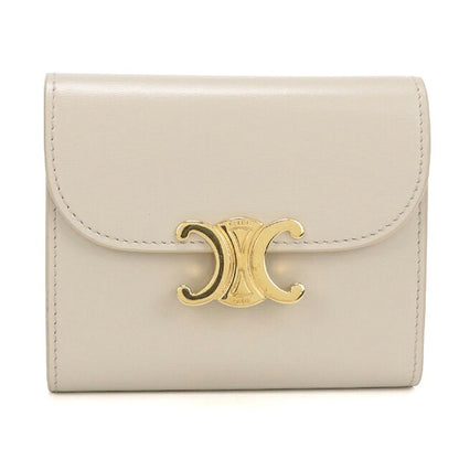 中古 セリーヌ 三つ折り財布 三折財布 コンパクト レディース ブランド CELINE トリオンフ スモール フラップウォレット 10D783DPV ベージュ USDCE120289011