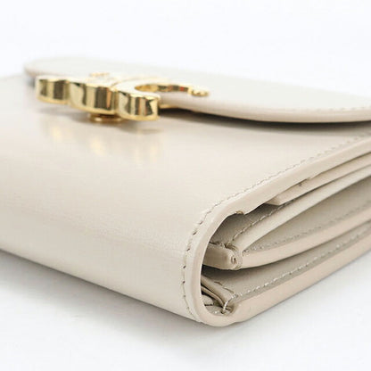 中古 セリーヌ 三つ折り財布 三折財布 コンパクト レディース ブランド CELINE トリオンフ スモール フラップウォレット 10D783DPV ベージュ USDCE120289011
