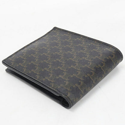 中古 セリーヌ 二つ折り財布 二折財布 コンパクト メンズ ブランド CELINE トリオンフキャンバス バイフォールドウォレット 10C872BQB.38NO ブラック USDCE120314011