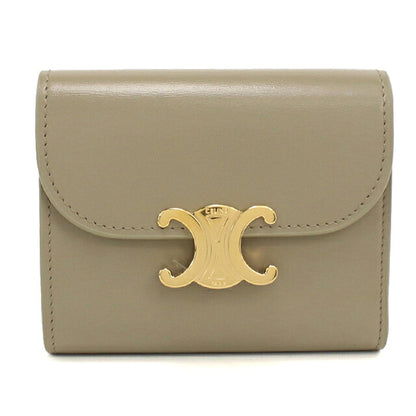 中古 セリーヌ 三つ折り財布 三折財布 コンパクト レディース ブランド CELINE トリオンフ スモール フラップウォレット 10D783DPV ベージュ USDCE120316011