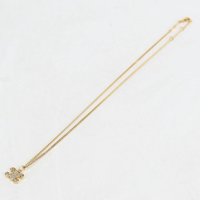 中古 セリーヌ ネックレス レディース ブランド CELINE トリオンフ ラインストーン 460GB6BZI.35OR ゴールド アクセサリー USDCE120455011