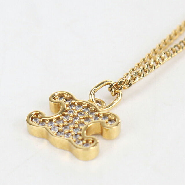 中古 セリーヌ ネックレス レディース ブランド CELINE トリオンフ ラインストーン 460GB6BZI.35OR ゴールド アクセサリー USDCE120455011