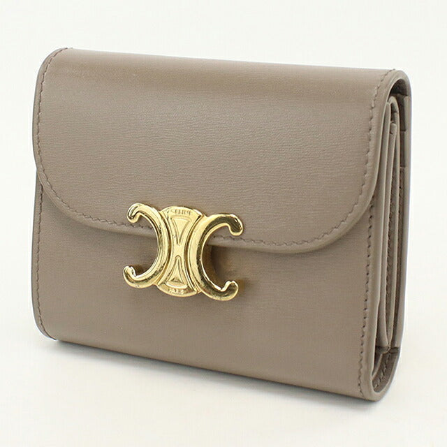 二手 Celine Trifold 钱包 Trifold 钱包 紧凑型女士品牌 CELINE Triomphe 小号翻盖钱包 10D783DPV 灰色 USDCE120524011
