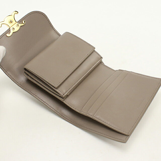 二手 Celine Trifold 钱包 Trifold 钱包 紧凑型女士品牌 CELINE Triomphe 小号翻盖钱包 10D783DPV 灰色 USDCE120524011