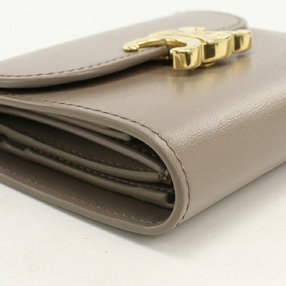 二手 Celine Trifold 钱包 Trifold 钱包 紧凑型女士品牌 CELINE Triomphe 小号翻盖钱包 10D783DPV 灰色 USDCE120524011
