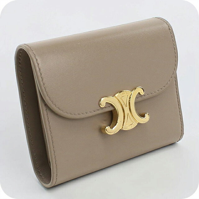 二手 Celine Trifold 钱包 Trifold 钱包 紧凑型女士品牌 CELINE Triomphe 小号翻盖钱包 10D783DPV 灰色 USDCE120524011
