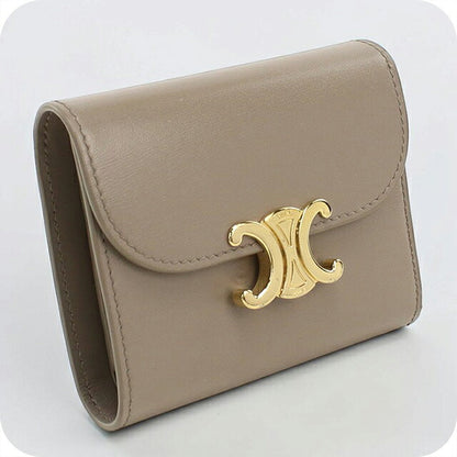 二手 Celine Trifold 钱包 Trifold 钱包 紧凑型女士品牌 CELINE Triomphe 小号翻盖钱包 10D783DPV 灰色 USDCE120524011