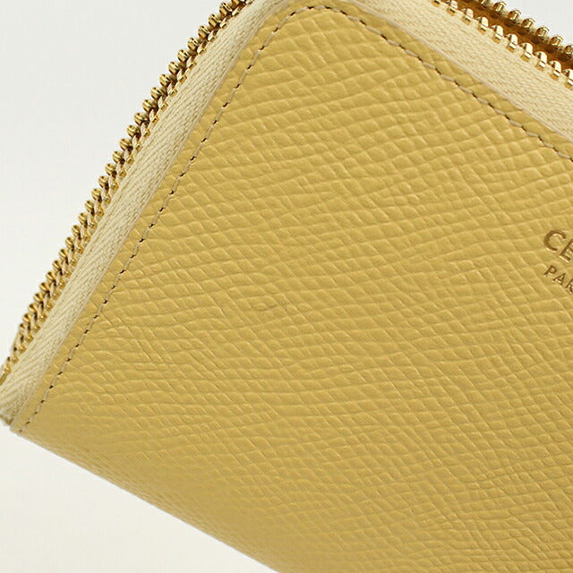 中古 セリーヌ 二つ折り財布 二折財布 コンパクト レディース ブランド CELINE  スモール ジップウォレット 10N993FVO イエロー USDCE120537011