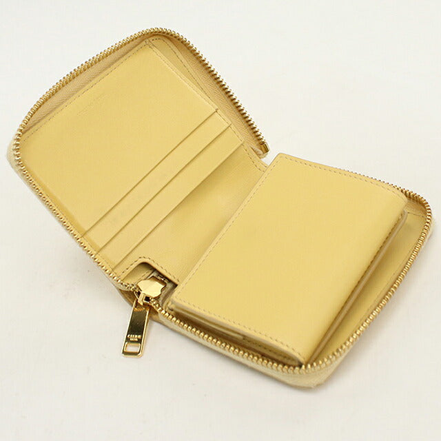 中古 セリーヌ 二つ折り財布 二折財布 コンパクト レディース ブランド CELINE  スモール ジップウォレット 10N993FVO イエロー USDCE120537011