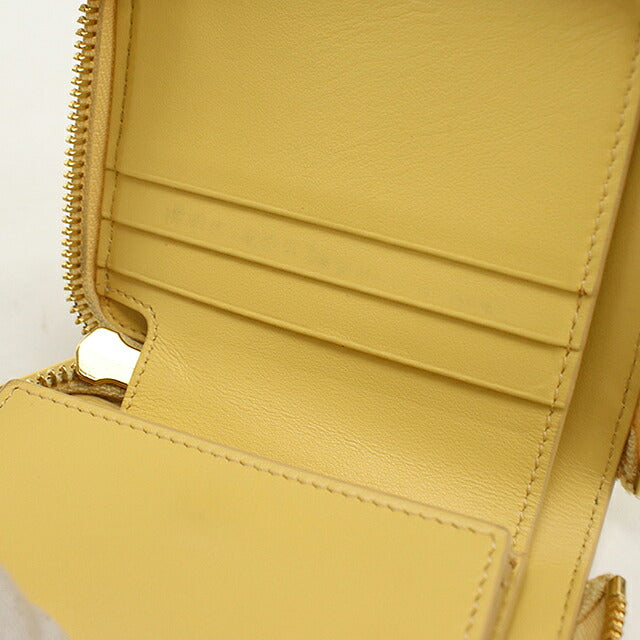 中古 セリーヌ 二つ折り財布 二折財布 コンパクト レディース ブランド CELINE  スモール ジップウォレット 10N993FVO イエロー USDCE120537011