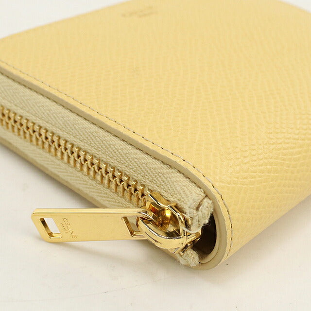 中古 セリーヌ 二つ折り財布 二折財布 コンパクト レディース ブランド CELINE  スモール ジップウォレット 10N993FVO イエロー USDCE120537011