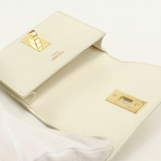 中古 セリーヌ 名刺入れ レディース ブランド CELINE 16(セーズ) カードホルダー ホワイト USDCE120759011