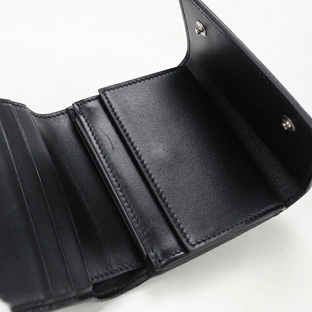 中古 セリーヌ 三つ折り財布 三折財布 コンパクト メンズ ブランド CELINE トリオンフ エンボス加工  10B573FQC.38SI ブラック USDCE120784011