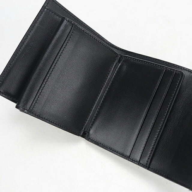 中古 セリーヌ 三つ折り財布 三折財布 コンパクト メンズ ブランド CELINE トリオンフ エンボス加工  10B573FQC.38SI ブラック USDCE120784011