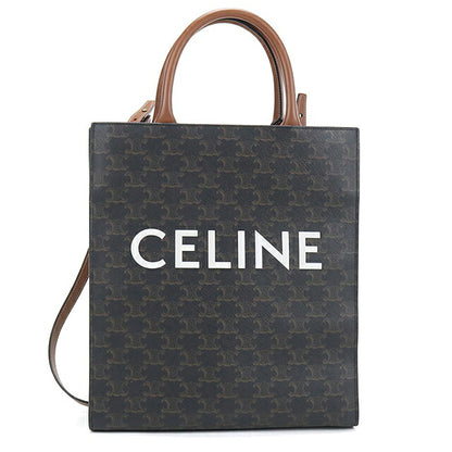 中古 セリーヌ トートバッグ レディース ブランド CELINE トリオンフキャンバス 2WAY スモール バーティカル カバ 191542BZK ブラウン USDCE121122011