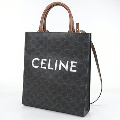中古 セリーヌ トートバッグ レディース ブランド CELINE トリオンフキャンバス 2WAY スモール バーティカル カバ 191542BZK ブラウン USDCE121122011