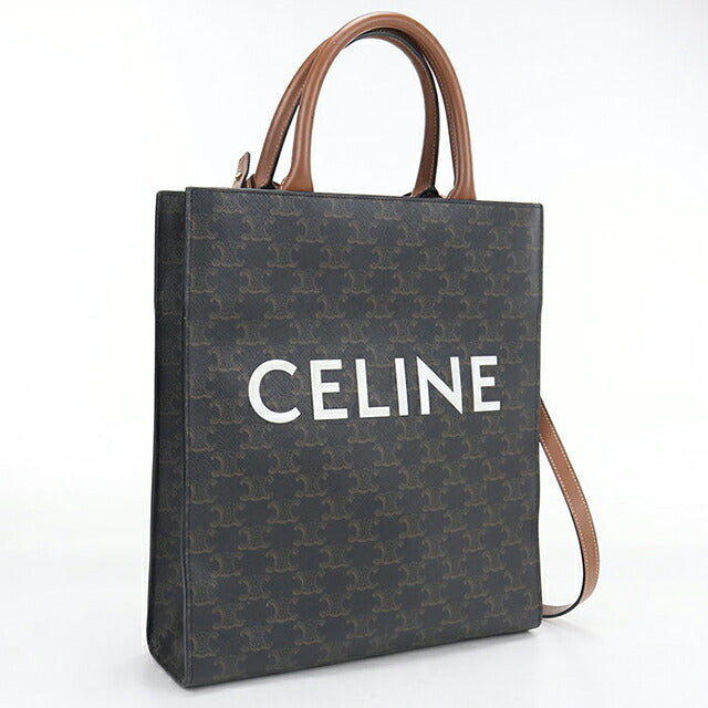 中古 セリーヌ トートバッグ レディース ブランド CELINE トリオンフキャンバス 2WAY スモール バーティカル カバ 191542BZK ブラウン USDCE121122011