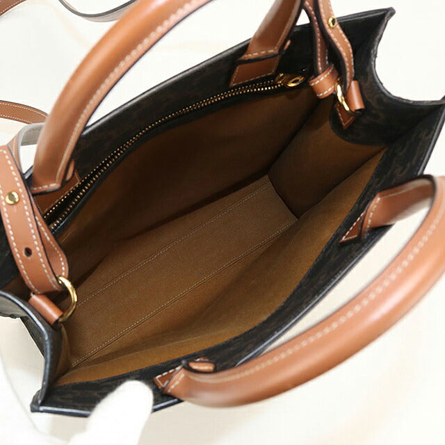 中古 セリーヌ トートバッグ レディース ブランド CELINE トリオンフキャンバス 2WAY スモール バーティカル カバ 191542BZK ブラウン USDCE121122011