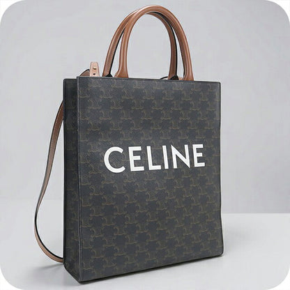 中古 セリーヌ トートバッグ レディース ブランド CELINE トリオンフキャンバス 2WAY スモール バーティカル カバ 191542BZK ブラウン USDCE121122011